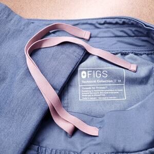 FIGS Yola Scrub Pants Women M Med Blue Cargo Drawstring Technical Workwear Nurse